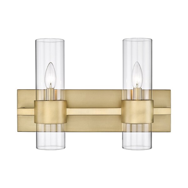Lawson 2 Light Vanity, Rubbed Brass & Clear